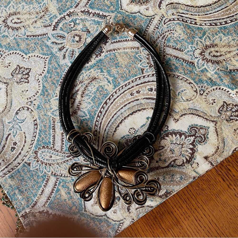 Brass Copper Bohemian Statement Coil Wire Necklac… - image 6